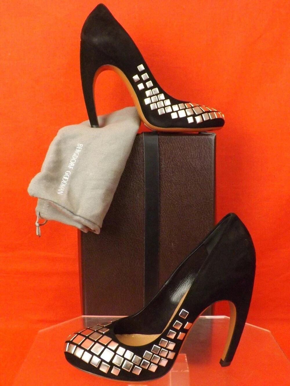 NIB ALAIA BLACK SUEDE STUDDED ROUND TOE SCULPTURED HIGH HEEL PUMPS 36.5 $1640